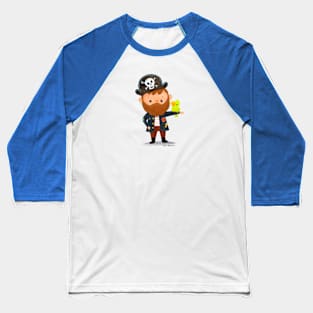 Pirate with Parrot Baseball T-Shirt